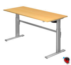 Schreibtisch-System: London-elektrisch verstellbar 70-120 cm, Platte Buche, Mass: 180 x 80 cm, sofort lieferbar, Preishammer ! 